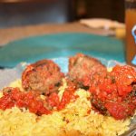 Moroccan meatballs with yellow rice