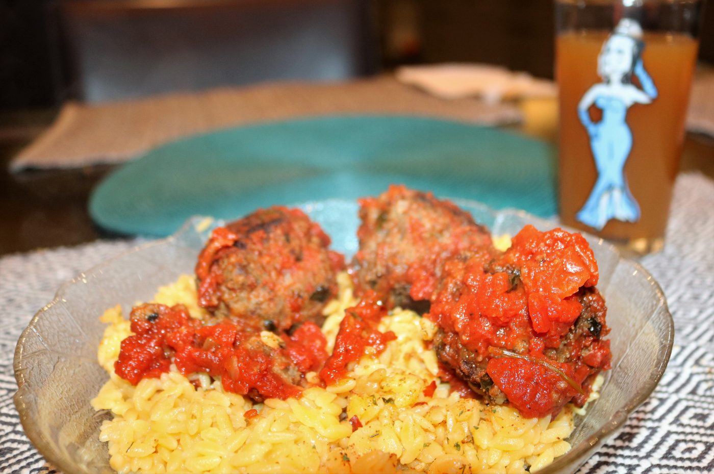 Moroccan meatballs with yellow rice