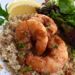 jumbo garlic shrimp with lemon and quinoa