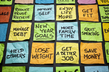 colorful grid of goals and resolutions